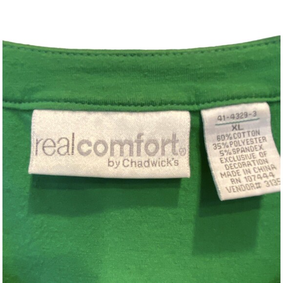 Real Comfort Womens Bundle 2 Tees Kelly Green Turq Cap sleeves XL Embroidery NEW - Picture 5 of 10